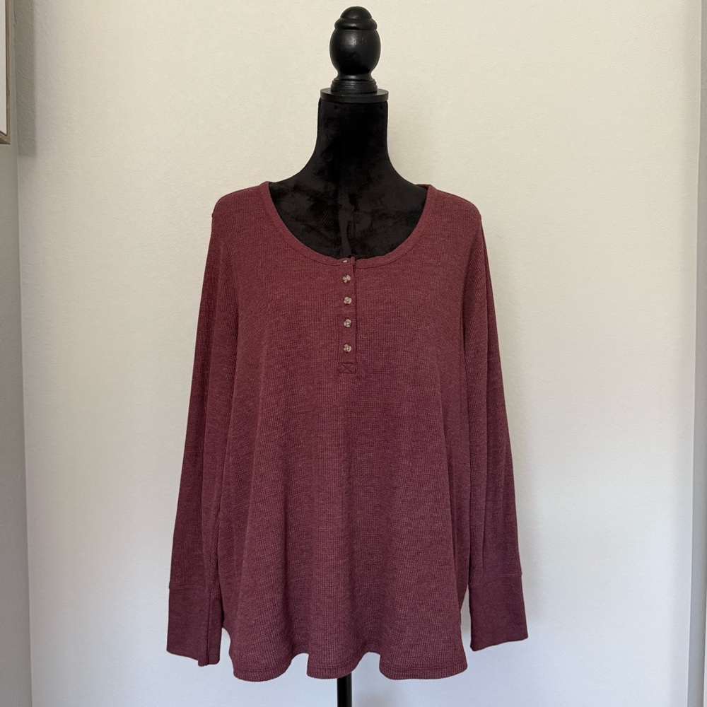 Terra & Sky Plus Size Waffle Long Sleeve Tee size 2X (20W-22W)